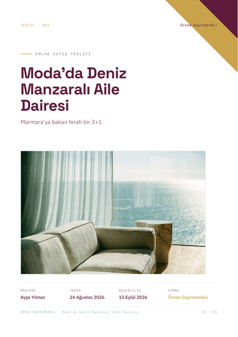 Modern tema — aynı daire teklifinin kapağı