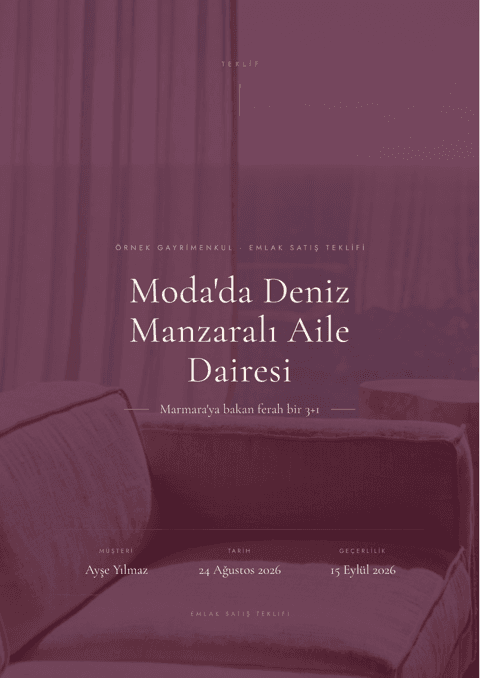 Bordo prestij temalı satılık daire teklif kapağı